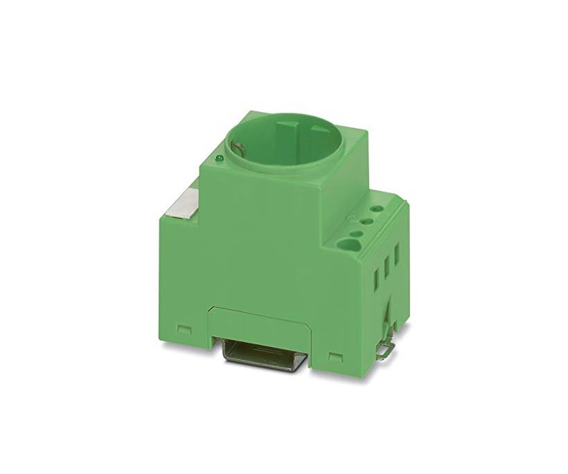 Control cabinet socket, DIN rails mounting, green, with screw connection, Germany, housing width 45 